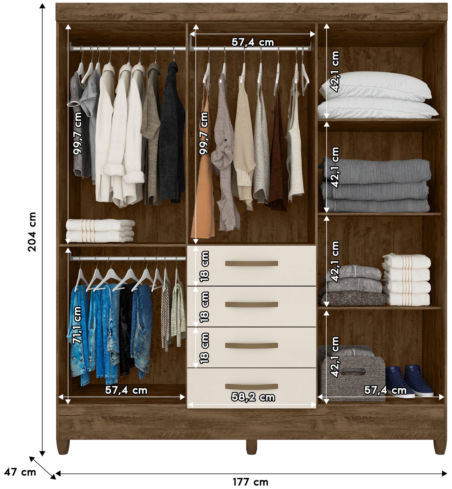 Wardrobe Avai - Brown/Off White