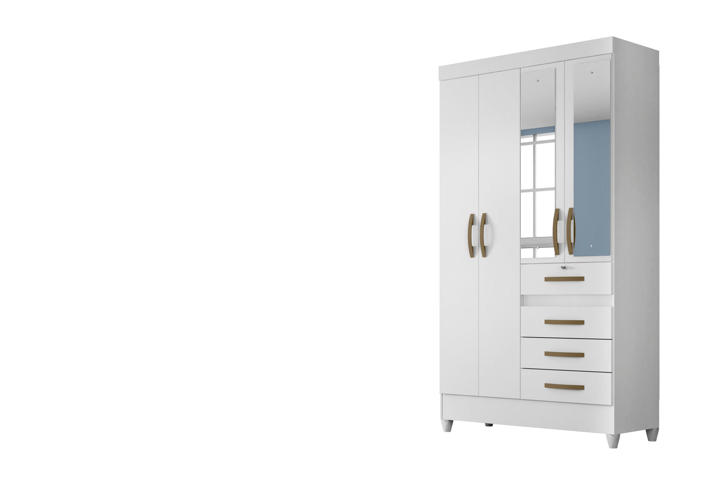 Wardrobe Sobral - White Flex + Mirror