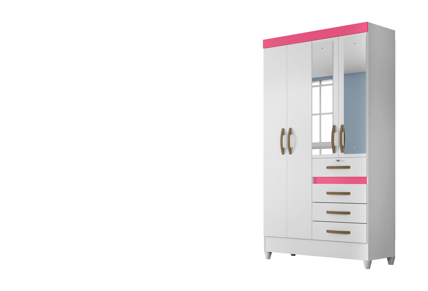 Wardrobe Sobral - White Flex + Mirror