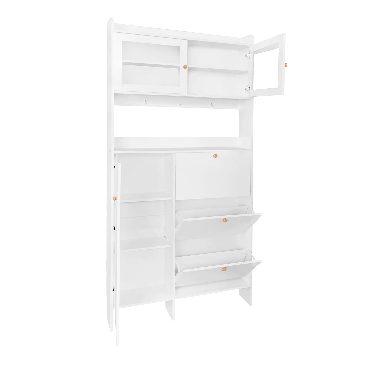 Felix III Shoe Cabinet with Open Storage Space - White