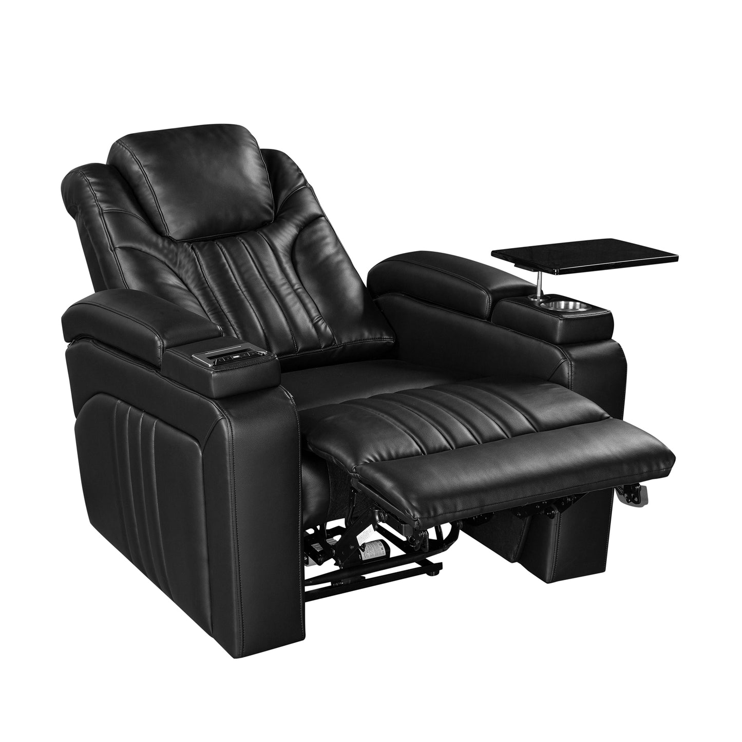 Morris PU Leather Power Recliner - Black