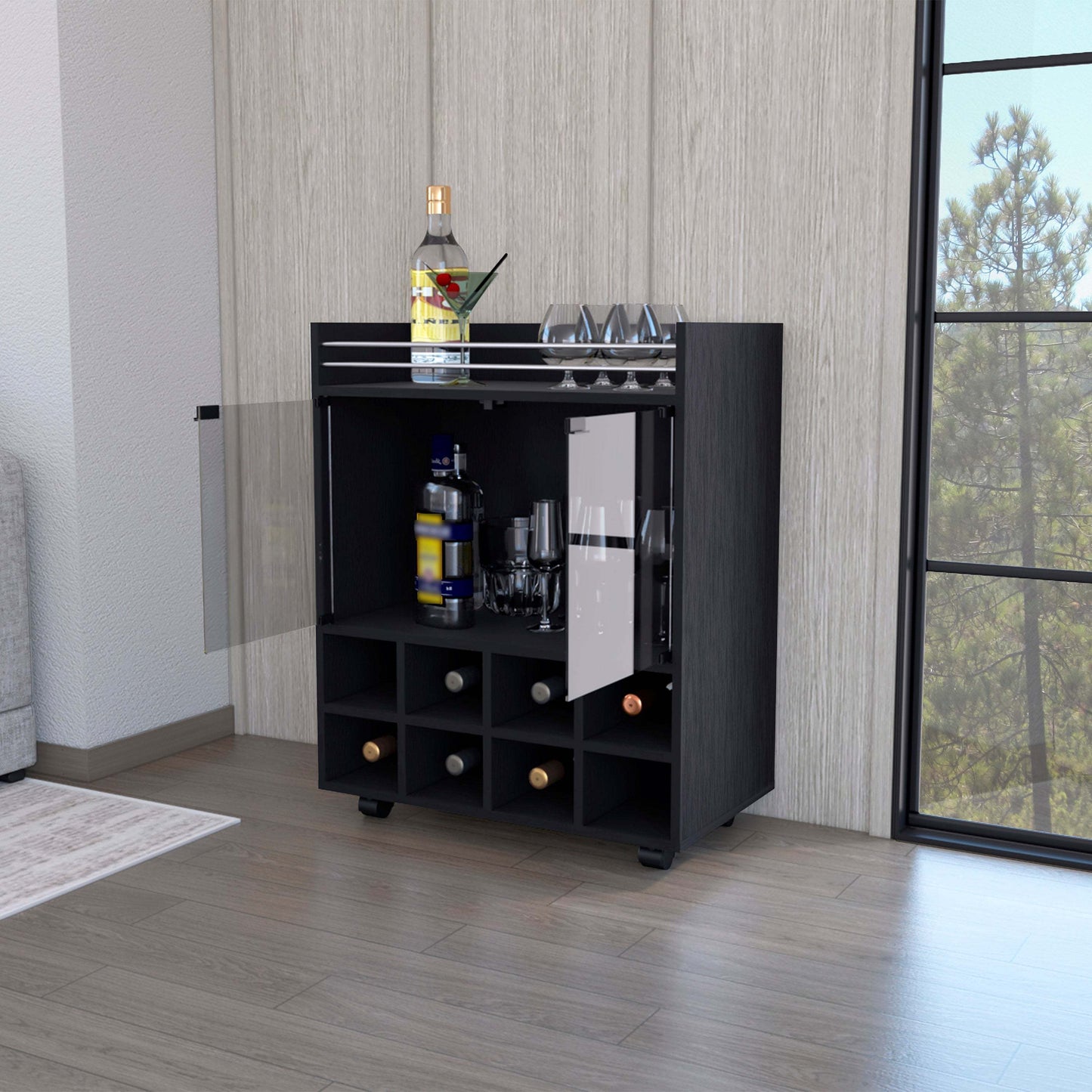 Fraser Bar Cabinet With Racks - Black