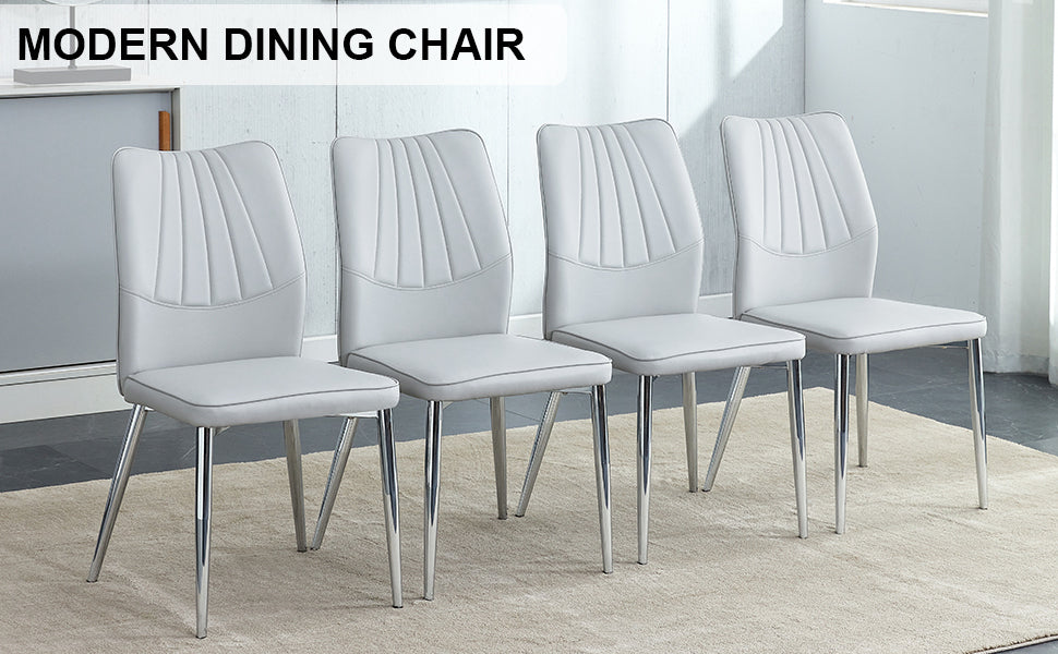 Baylor Dining Chairs with Metal Leg (Set of 4) - Light Gray