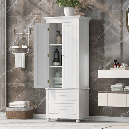 Vintage-style Bathroom Cabinet with Drawer - White