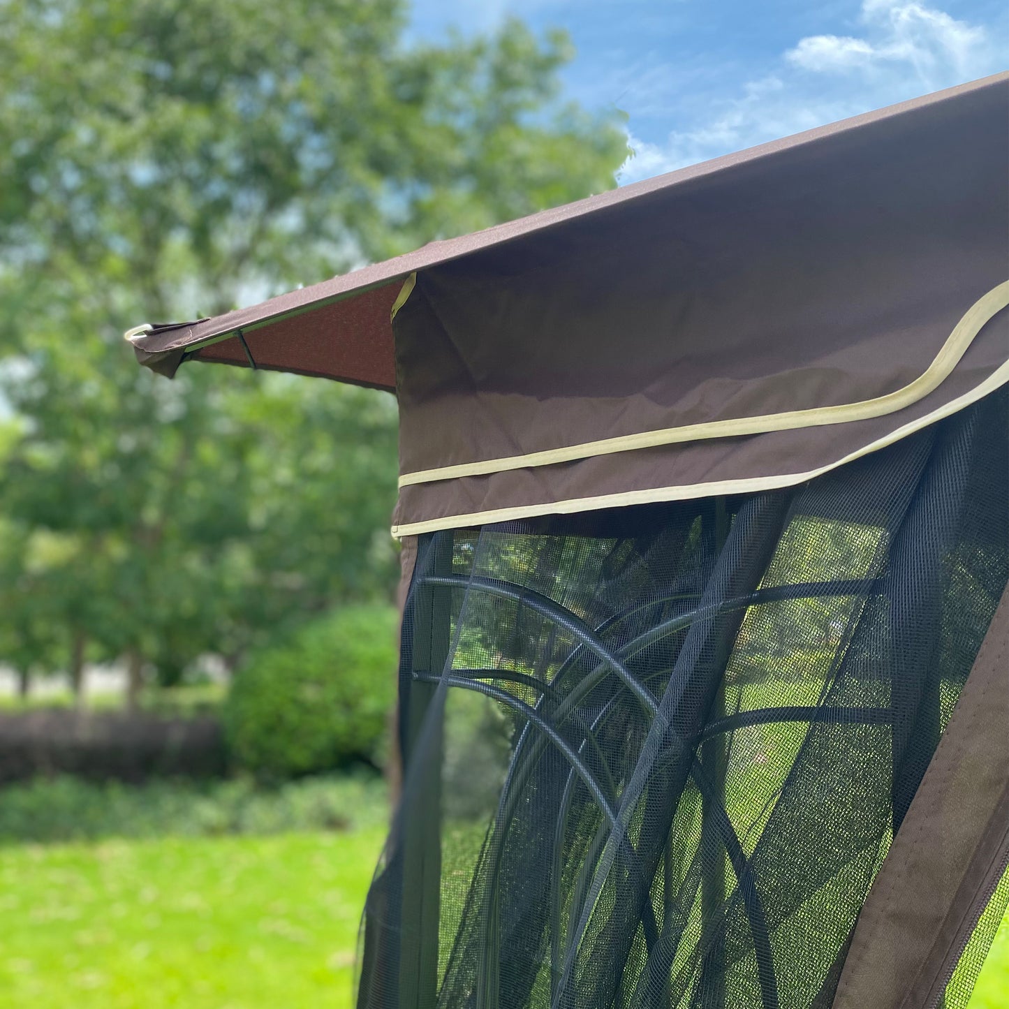 Zamora 10 x 10 ft Outdoor Patio Gazebo Canopy Tent - Brown