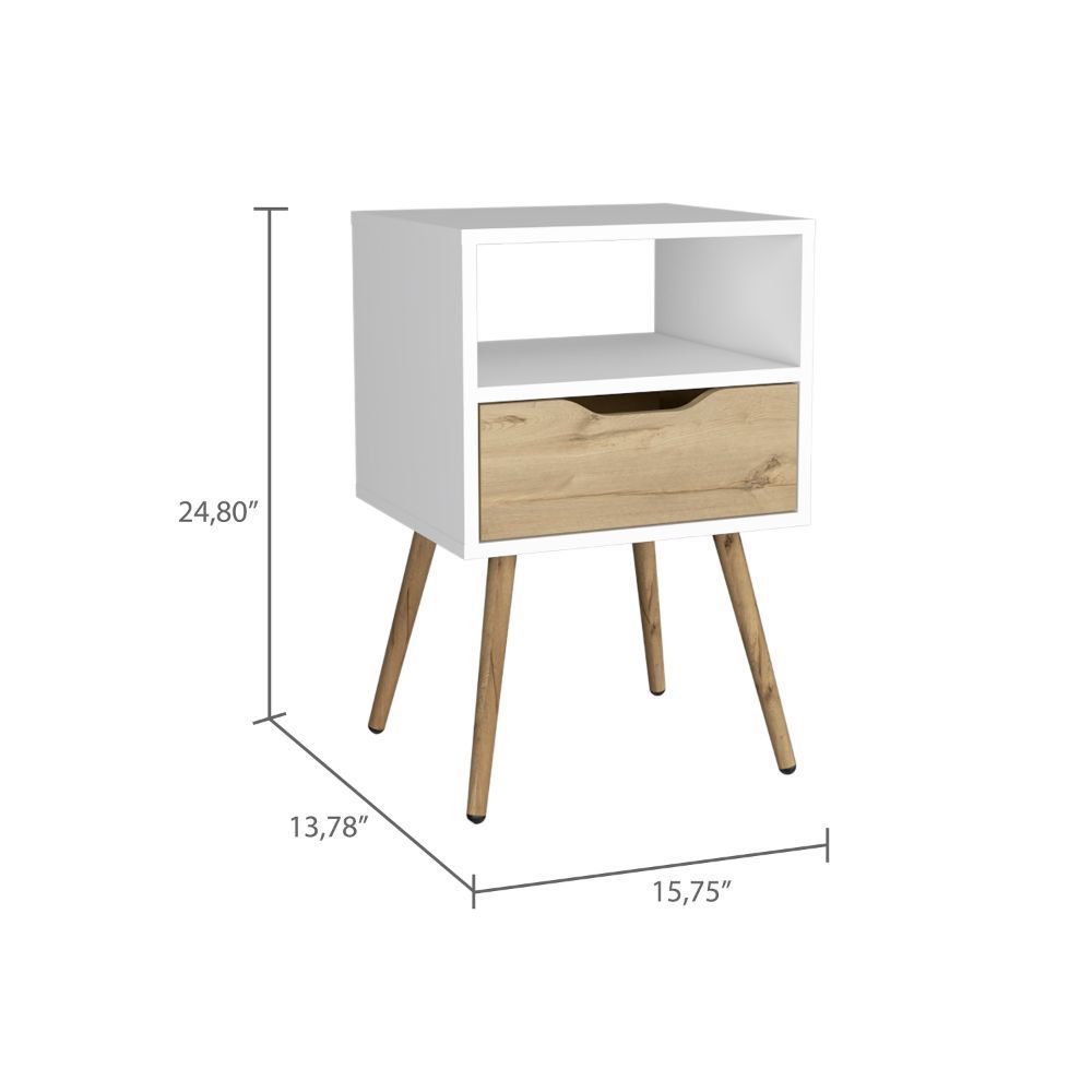 Otom Nightstand - White/Light Oak