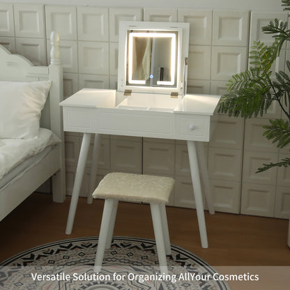 Toya Vanity Desk Set with LED Lighted Mirror