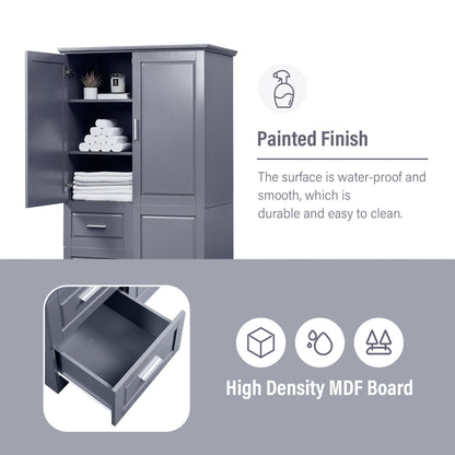 Lofty Cabinet with Doors Three Drawers - Grey