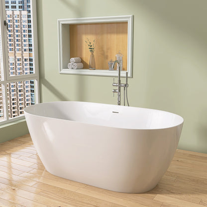 Nuvo 51" Acrylic Free Standing Oval Shape Soaking Tub - Gloss White