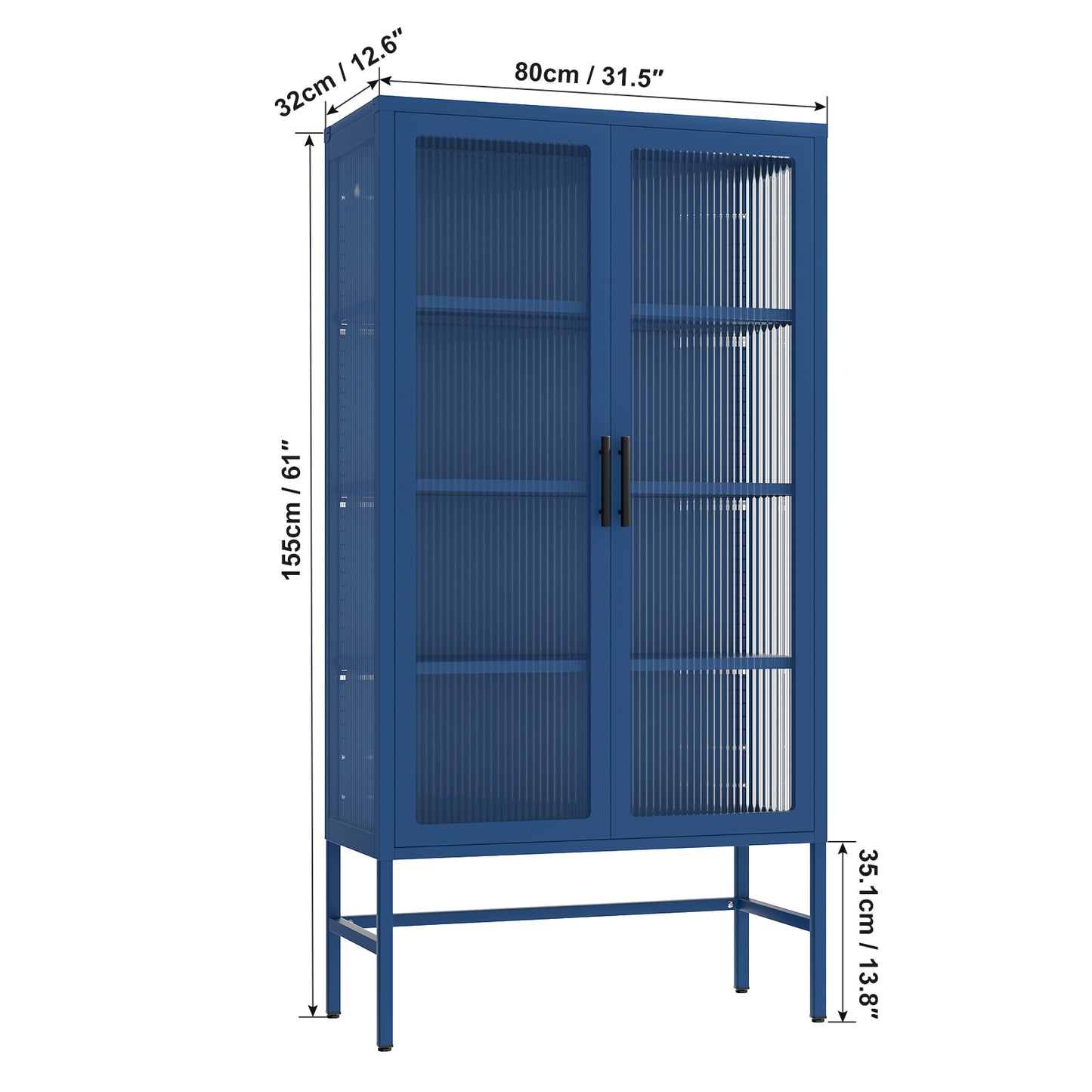 Pratt Double Door Tempered Glass Sideboard - Blue