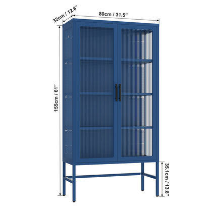 Pratt Double Door Tempered Glass Sideboard - Blue