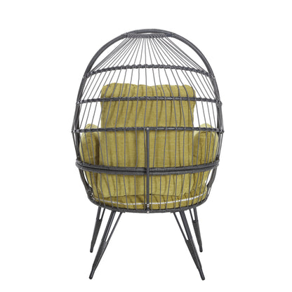 Mora Egg Wicker Outdoor Indoor Basket Chair - Olive Green