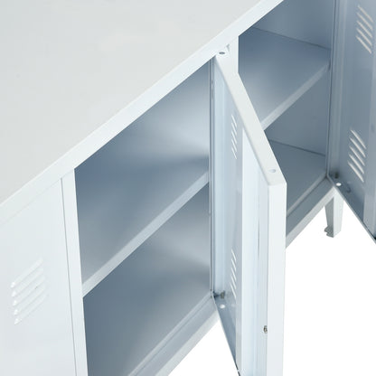 Industrial Metal Side Panel Storage Cabinet - White