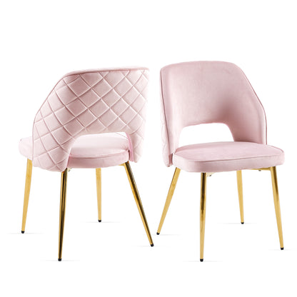 Bula Velvet Dining Chairs with Metal Legs (Set of 4) - Pink