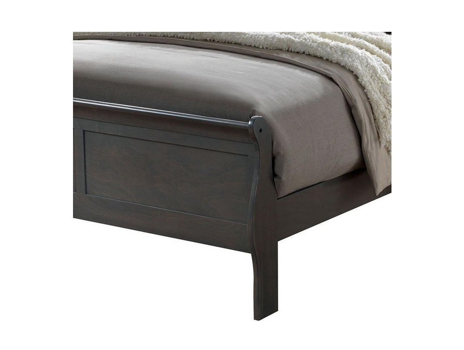 Louis Philippe Solid Wood Eastern King Size Bed - Gray