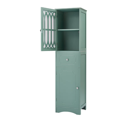 Statured Bathroom Cabinet with Drawer and Doors - Green