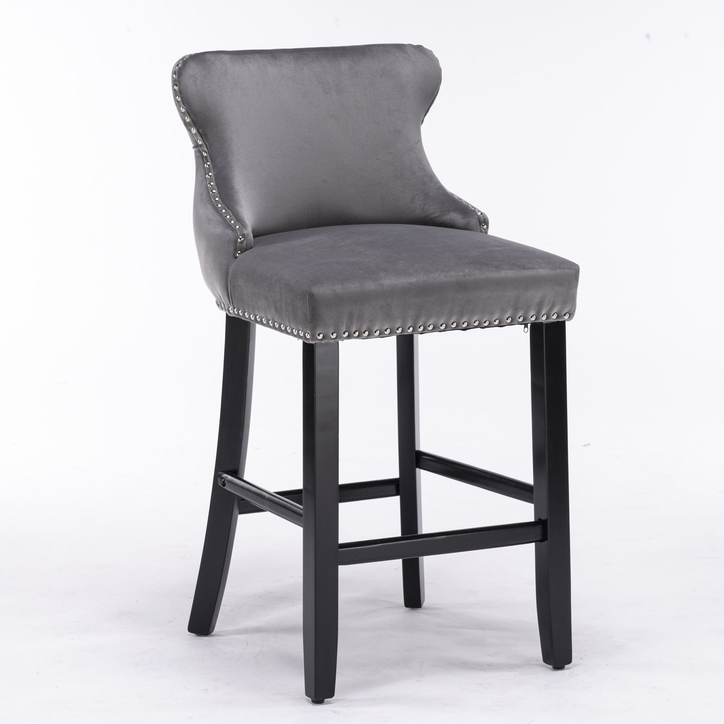 Velvet Wing-Back Barstools - Gray Set of 2