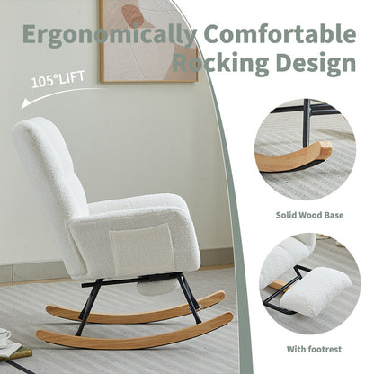 Hari II Modern Nursery Rocking Chair - White