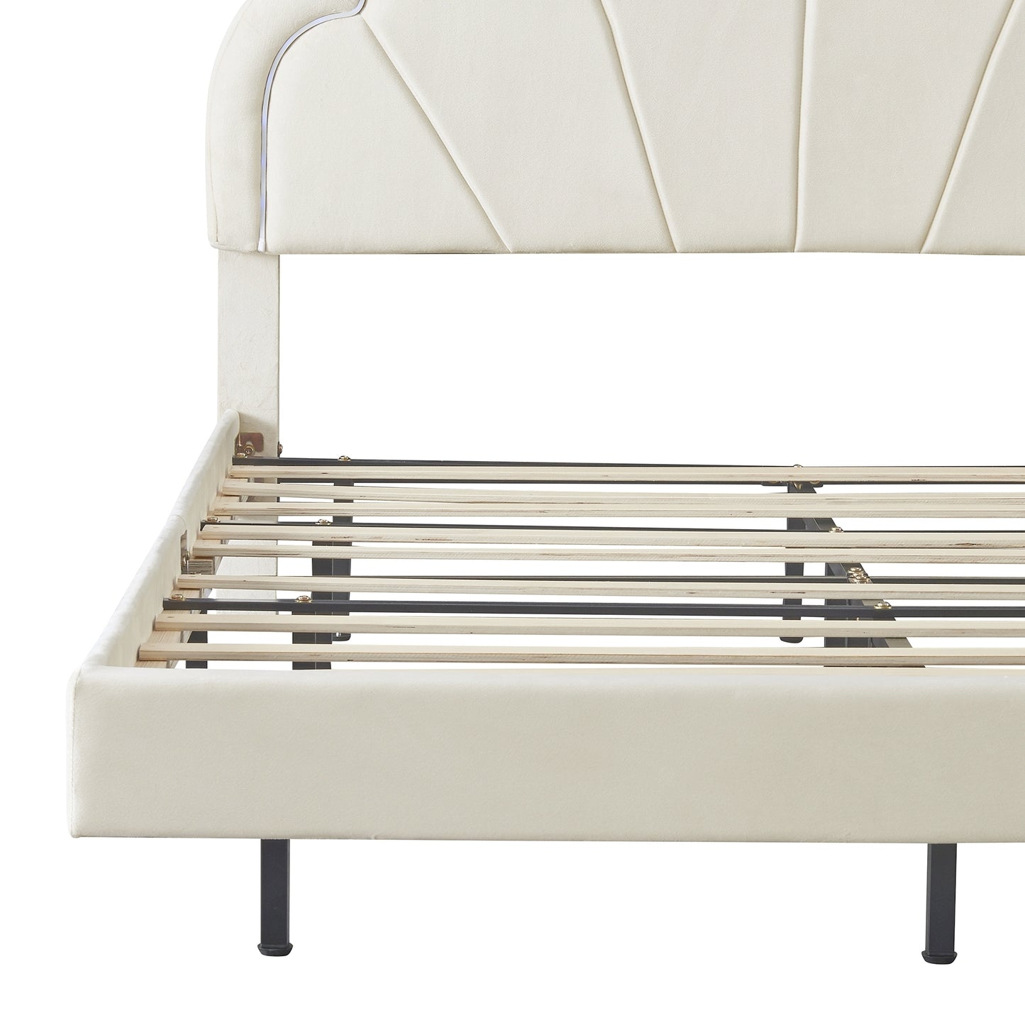 Atlantic Queen Size Platform Bed Frame withe LED - Beige