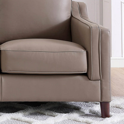 Bella Top Grain Leather Loveseat - Taupe+Brown