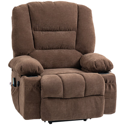 Kenzo Power Lift Recliner Chair Sofa with Vibration Massage and Heat - Brown