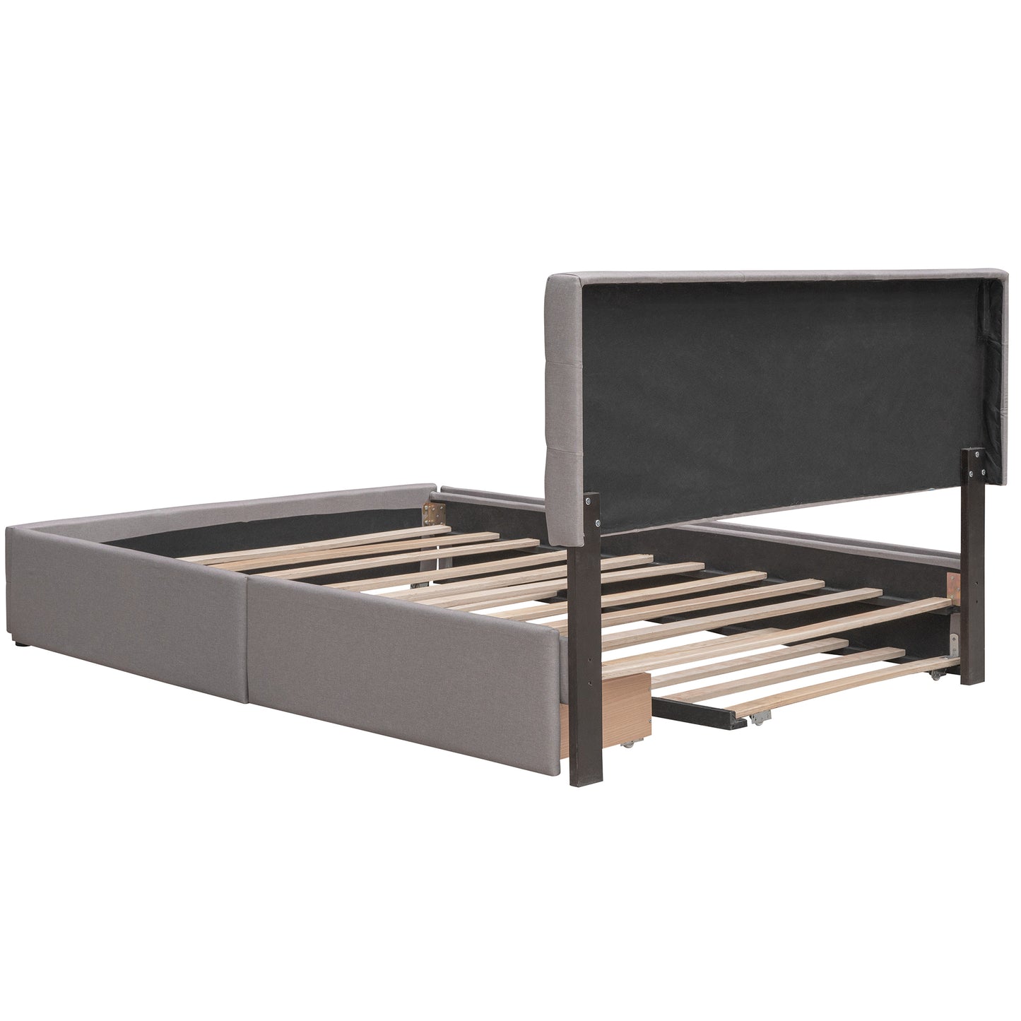 Draco Queen Size Platform Bed with 2 Drawers - Light Gray