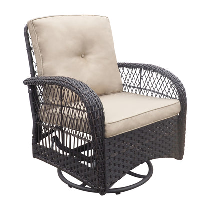 Thomson Outdoor Wicker Rocker Swivel  Patio Bistro Set - Brown