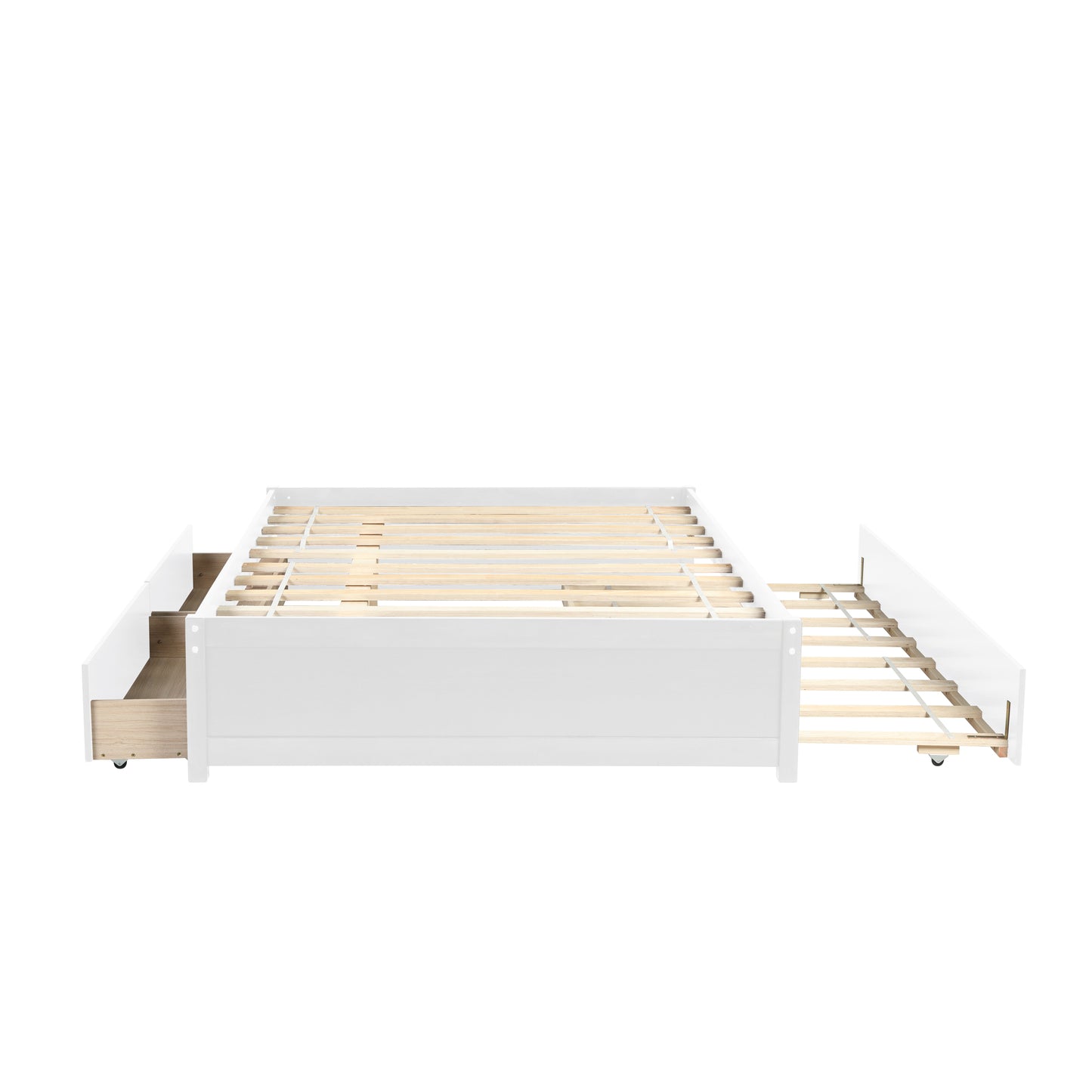 Trundle Max Twin Bed with Storage Drawers - White