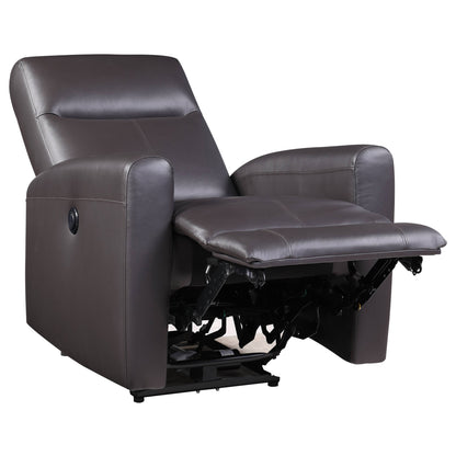 Morgan Power Recliner with Square Armrest - Brown