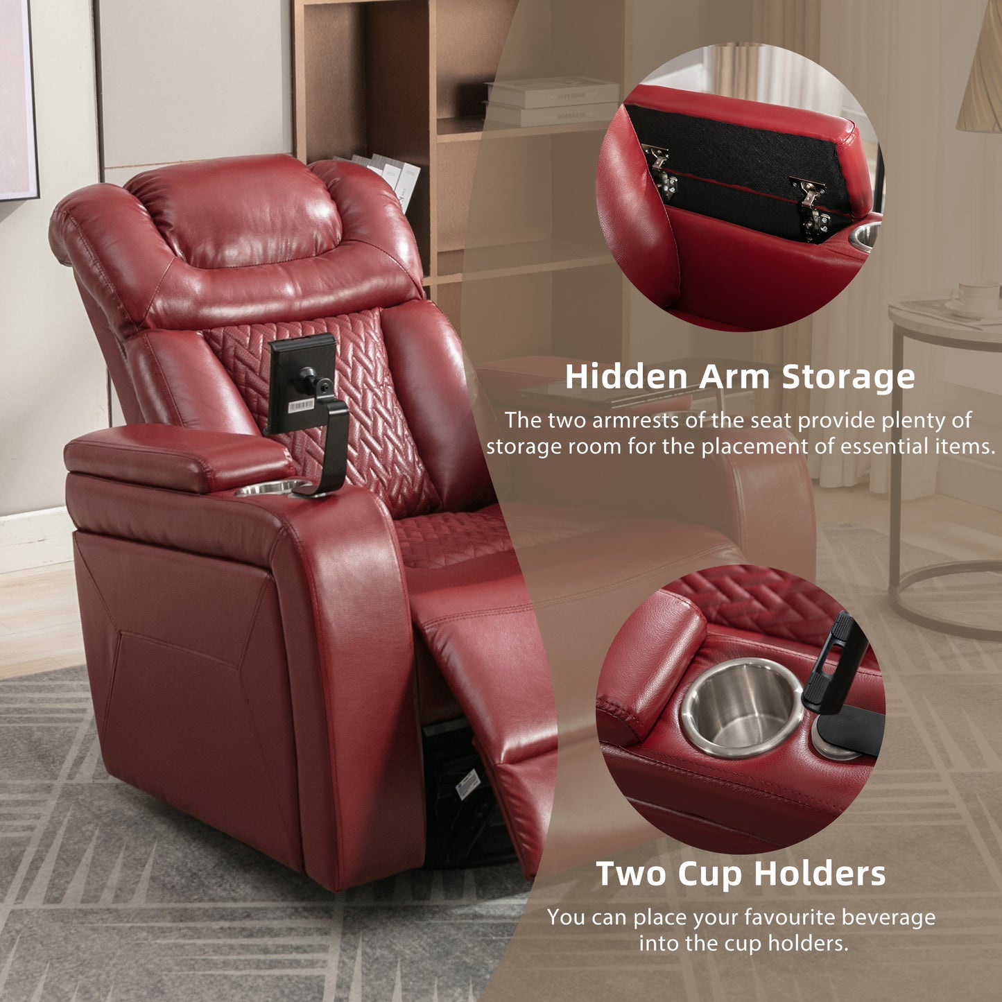 Comfort Max 270 Degree Swivel Power Recliner - Red