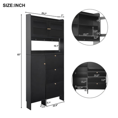 Felix III Shoe Cabinet with Open Storage Space - Black