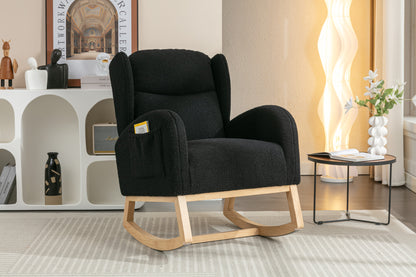 Nadia Teddy Fabric Rocking Chair - Black