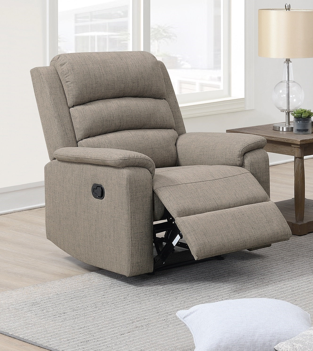 Burlap Fabric Motion Recliner - Light Brown