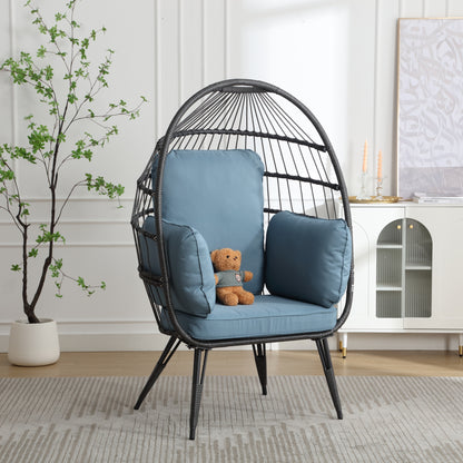 Mora Egg Wicker Outdoor Indoor Basket Chair - Blue