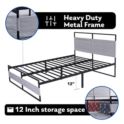 Ovi Queen Size Metal Bed Frame - Gray