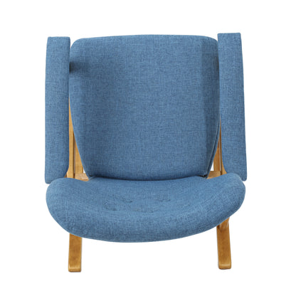 Indo Mid-Century Fabric Rocking Chair - Blue