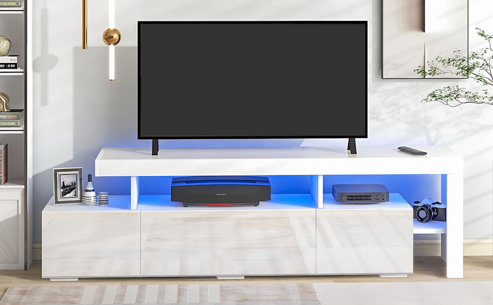 Lancer Modern Style LED Lights TV Cabinet - White