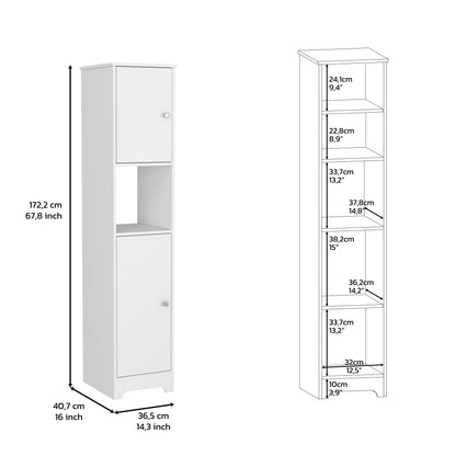 Orion Linen Cabinet  Four Interior Shelves - White