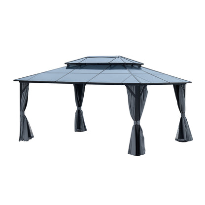 Afix 10 X 13 ft  Permanent Hardtop Gazebo Canopy - Black