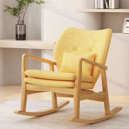 Arias Elegant Solid Wood Rocking Chair - Yellow