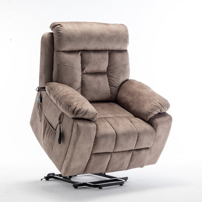 Wilson Power Electric Velvet Reclining Chair - Light Brown