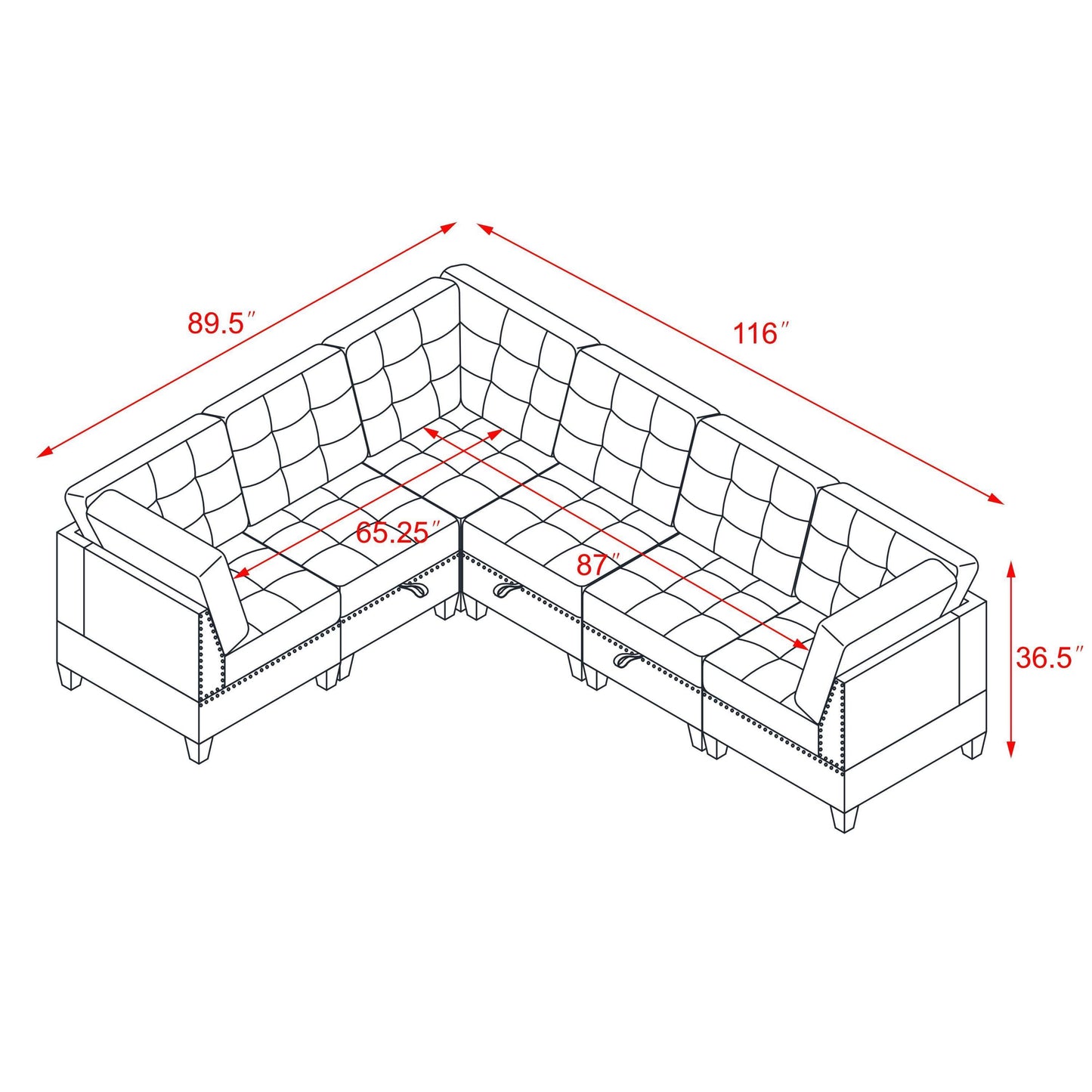 Supa Modular Sectional Velvet Sofa Set 4 - Black