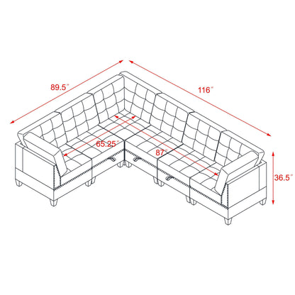 Supa Modular Sectional Velvet Sofa Set 4 - Black