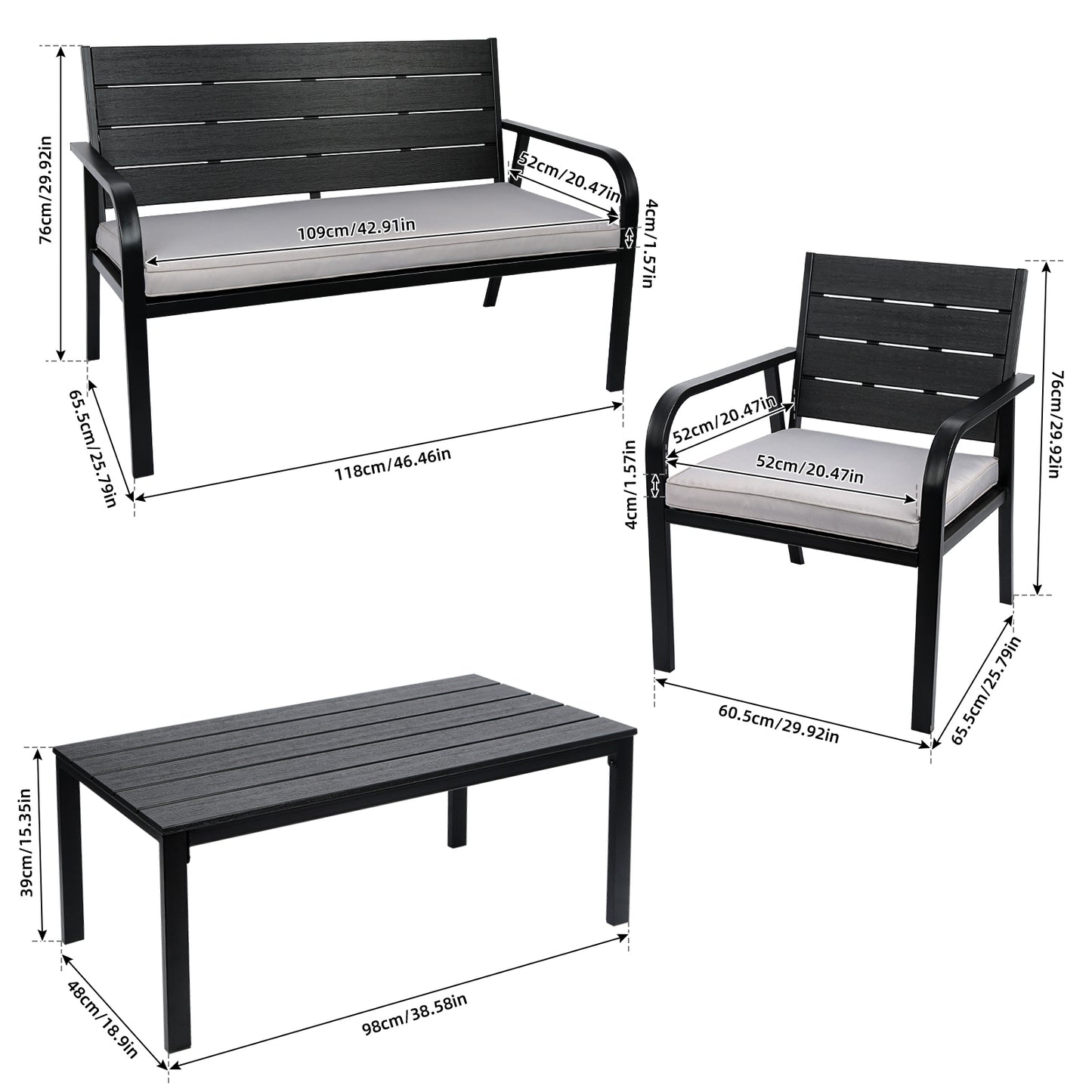 Britt 4 Pc Outdoor Patio Seating Set - Gray