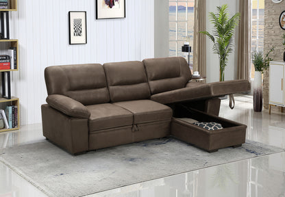 Kipling Microfiber Reversible Sleeper Sectional Sofa - Brown