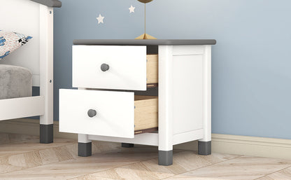 Hana Wooden Nightstand with Two Drawers - White