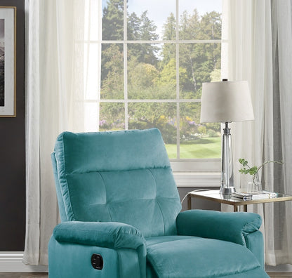 Lester Velvet Recliner Motion Recliner - Teal Blue