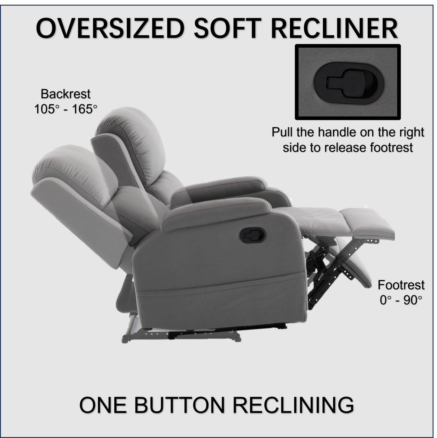 Davila Manual Reclining Sofa Chair with Footrest - Gray