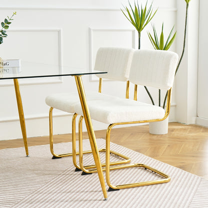 Ezell Dining Chairs with Gold Metal Leg (Set of 2) - White