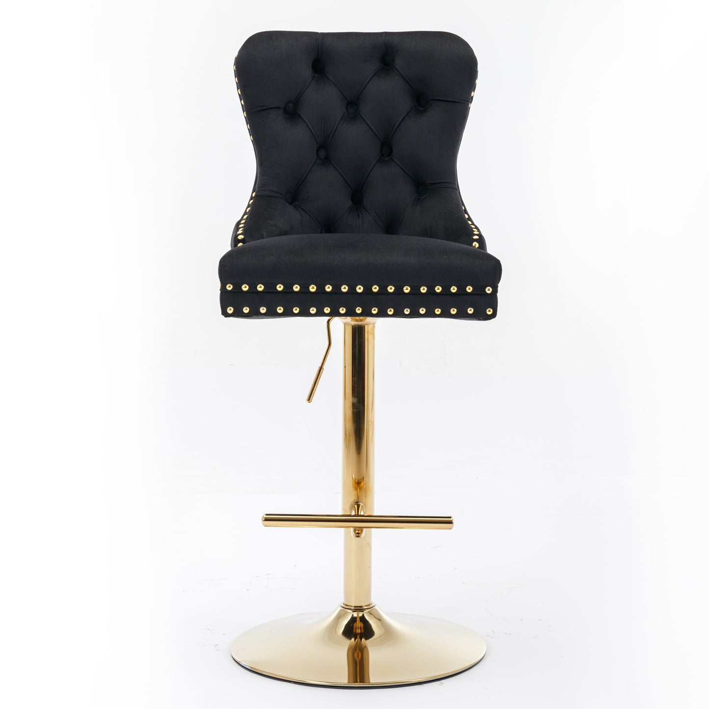 Golden Velvet Comfort Barstools - Black Set of 2